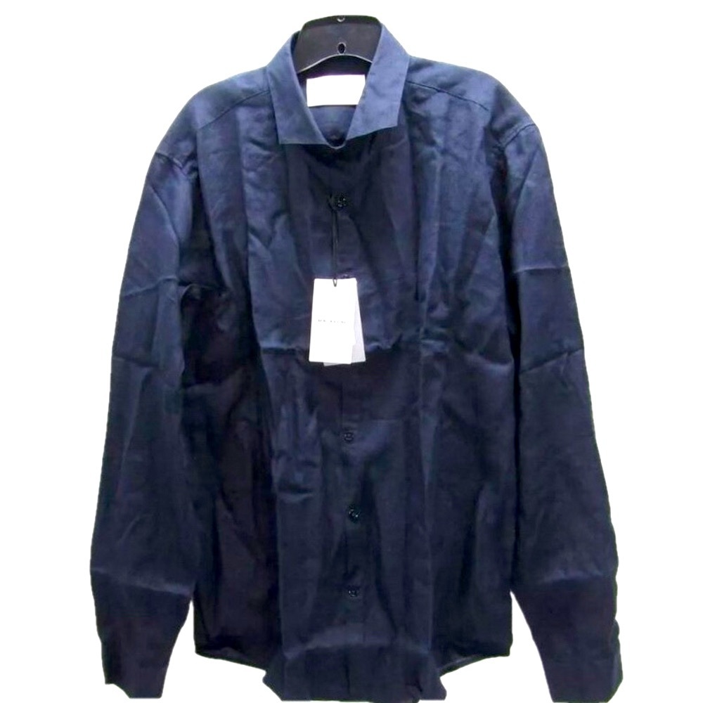 NEW MACKEENE Mens Fabiio Linen Button-Up Shirt Size XL Navy Blue